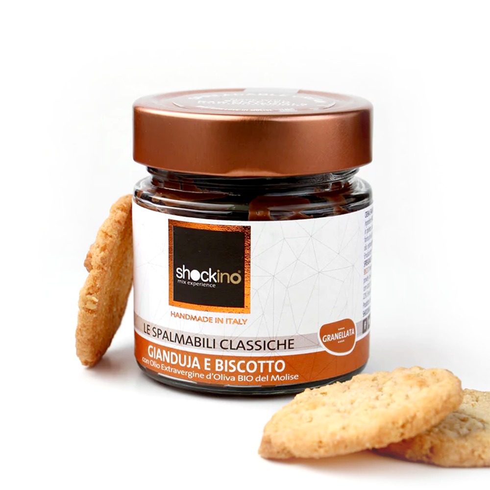 Crema spalmabile artigianale Gianduja e Biscotto Shockino Cioccolato