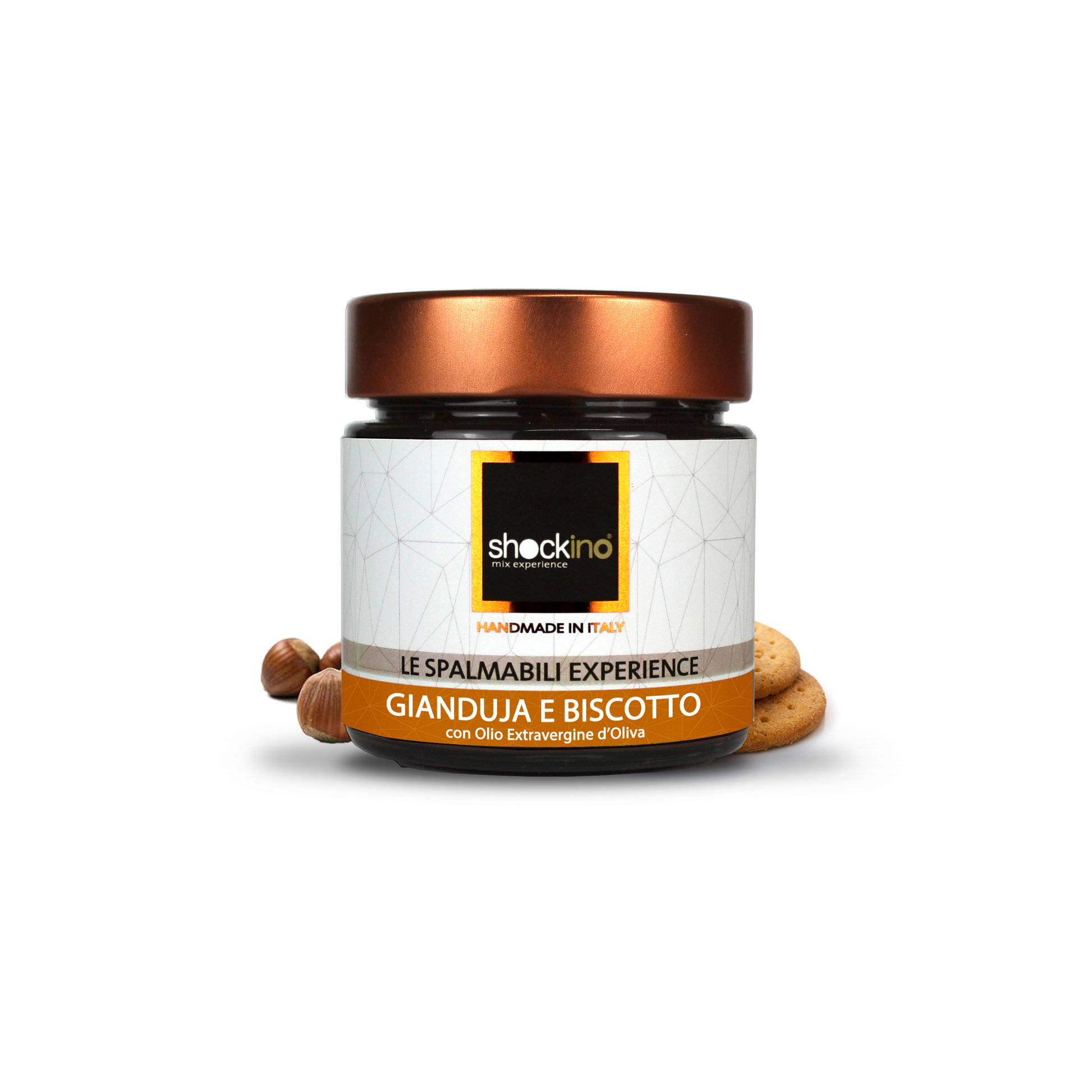 Crema spalmabile artigianale Gianduja e Biscotto Shockino Cioccolato